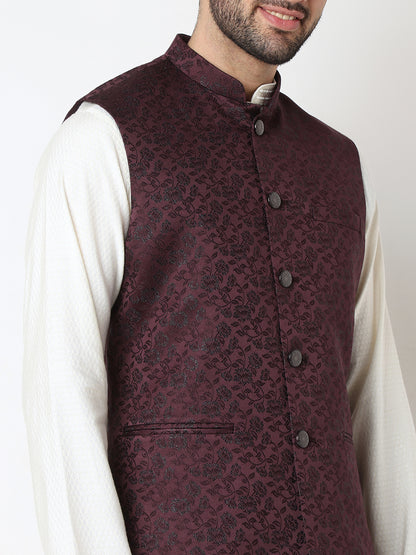Jacquard Straight Sleeveless Jacket