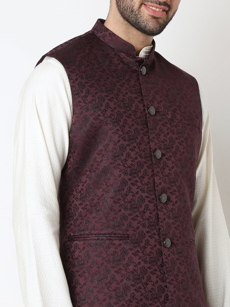 Jacquard Straight Sleeveless Jacket