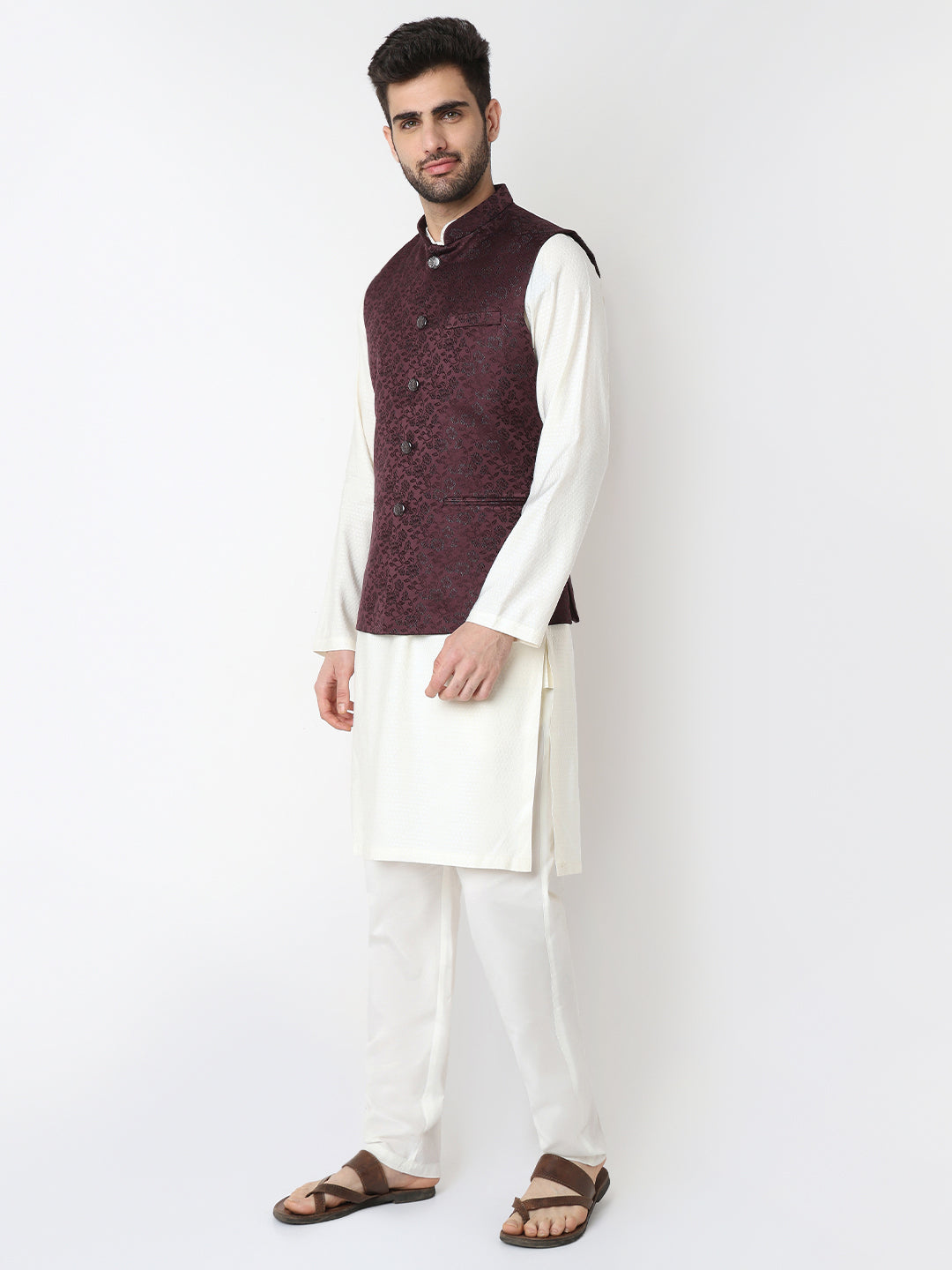 Jacquard Straight Sleeveless Jacket