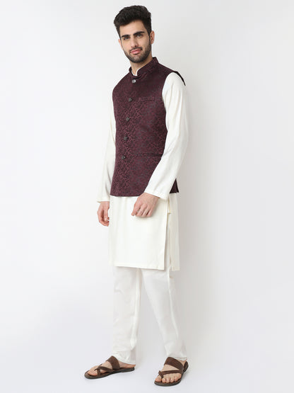 Jacquard Straight Sleeveless Jacket