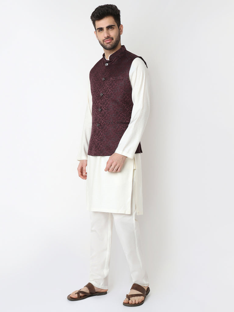 Jacquard Straight Sleeveless Jacket