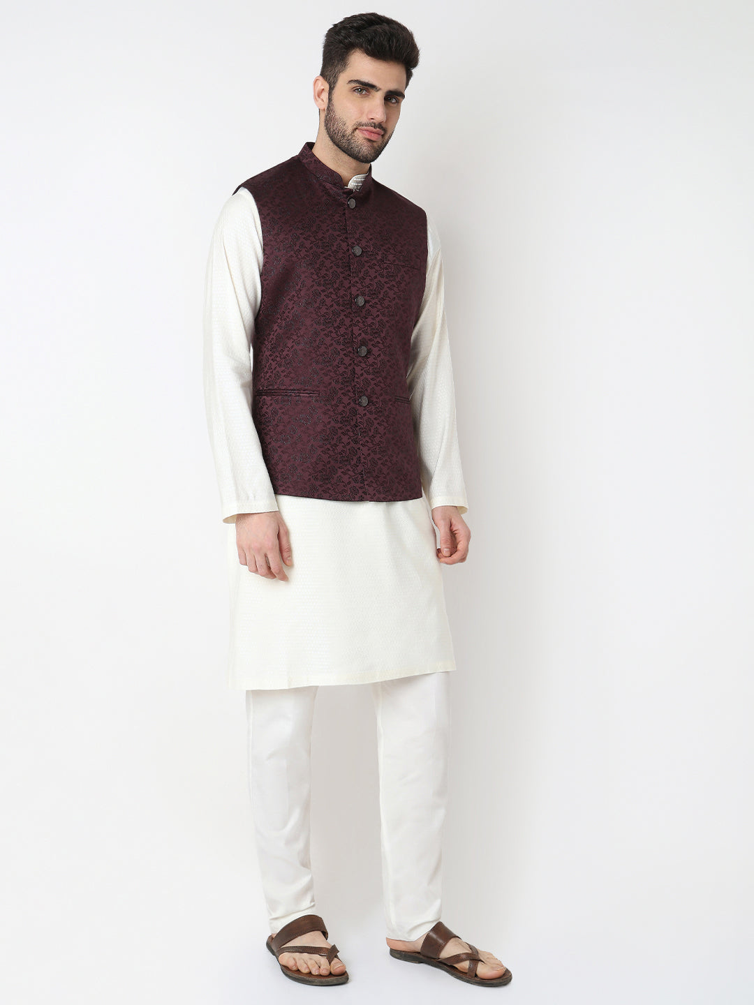 Jacquard Straight Sleeveless Jacket