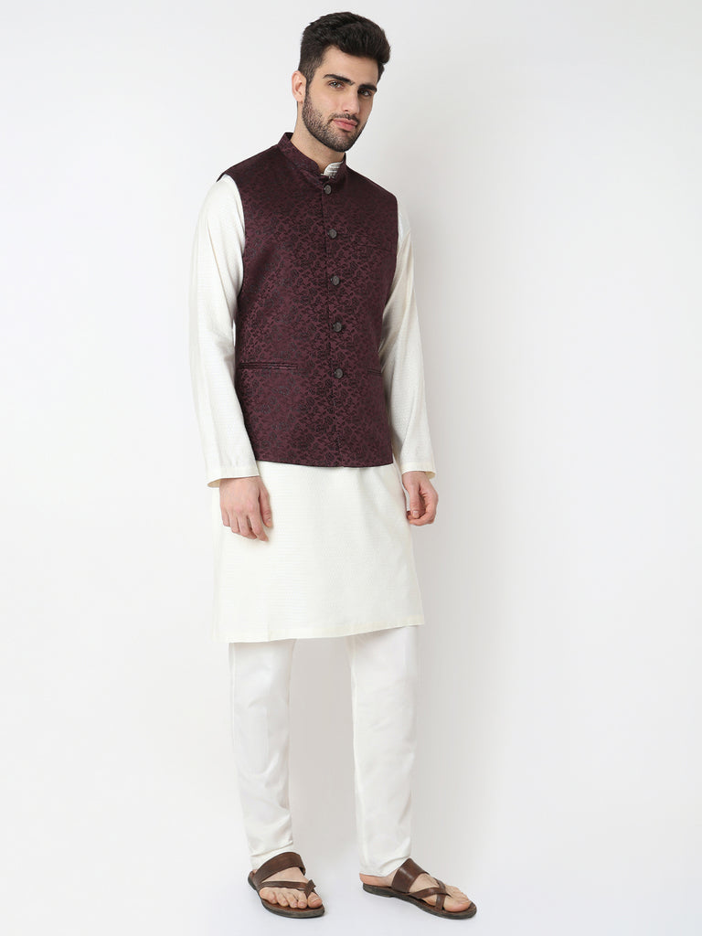Jacquard Straight Sleeveless Jacket