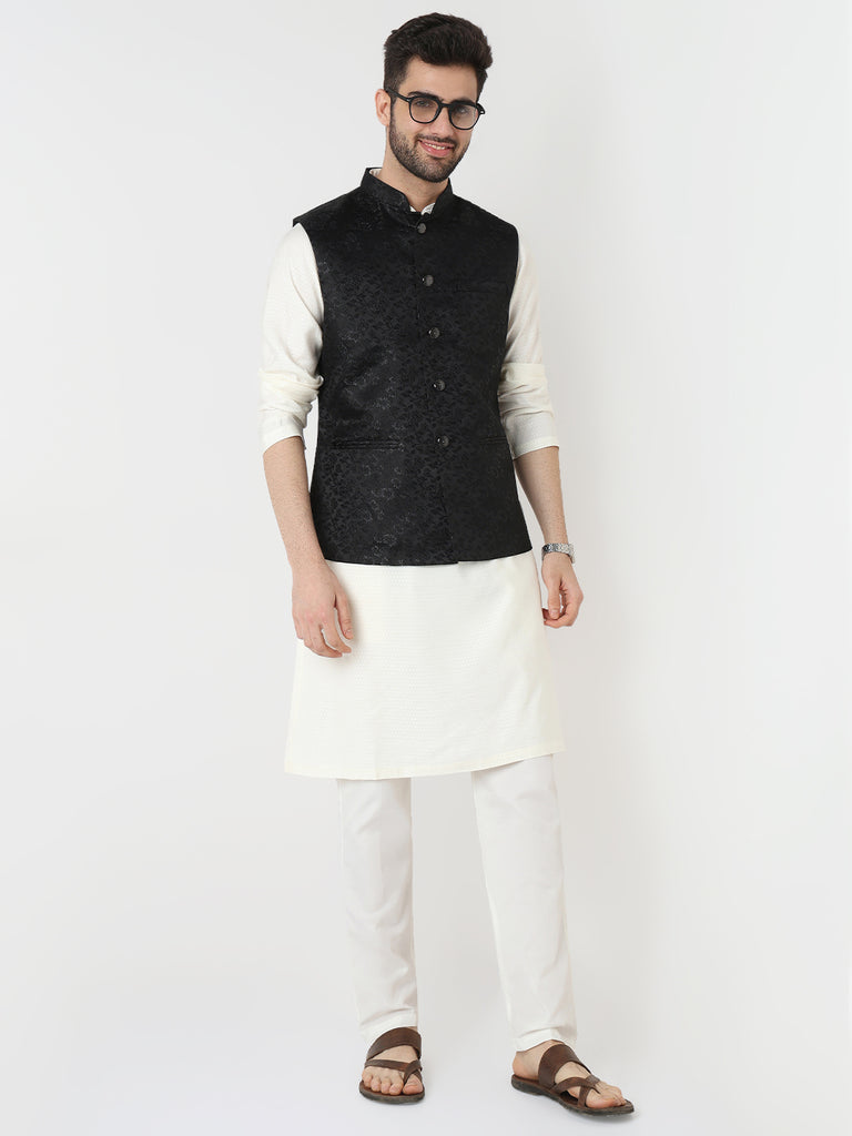 Jacquard Straight Sleeveless Jacket