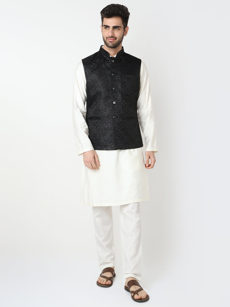 Jacquard Straight Sleeveless Jacket