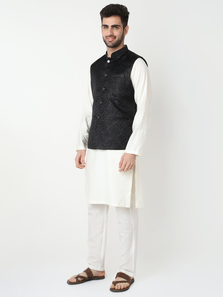 Jacquard Straight Sleeveless Jacket