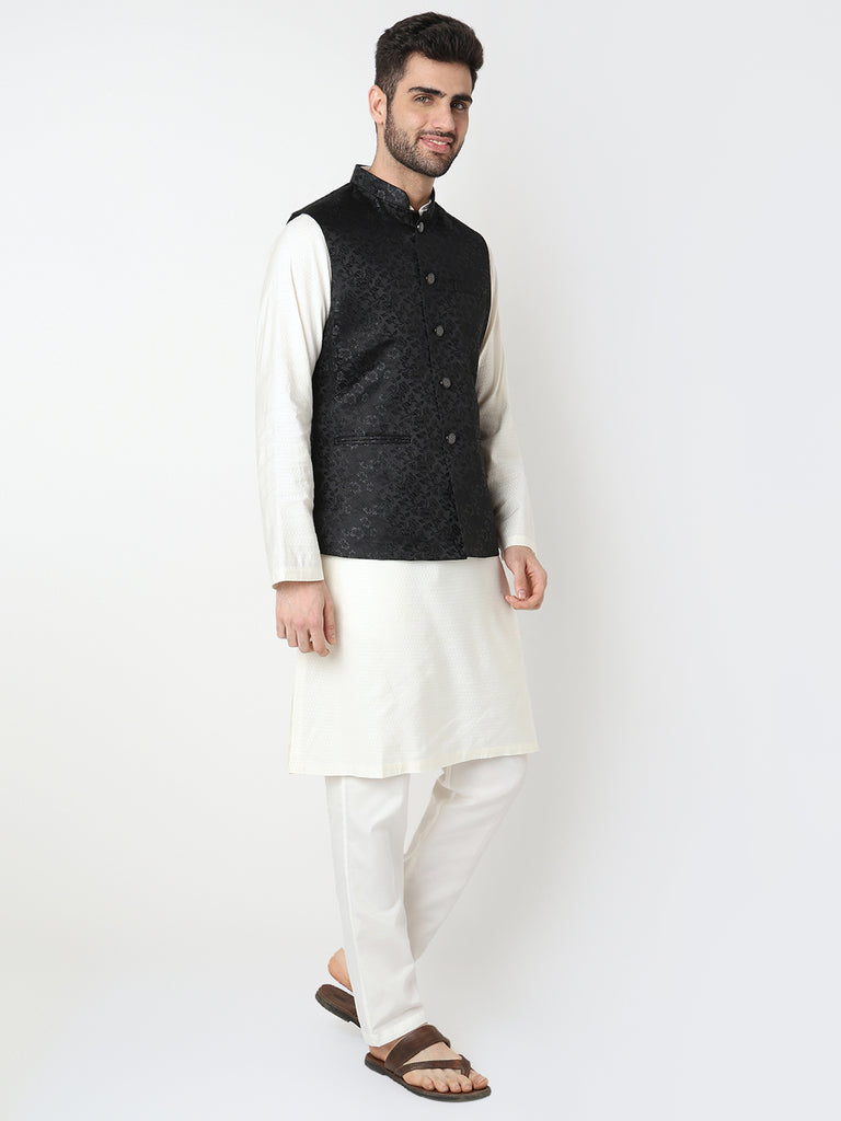 Jacquard Straight Sleeveless Jacket