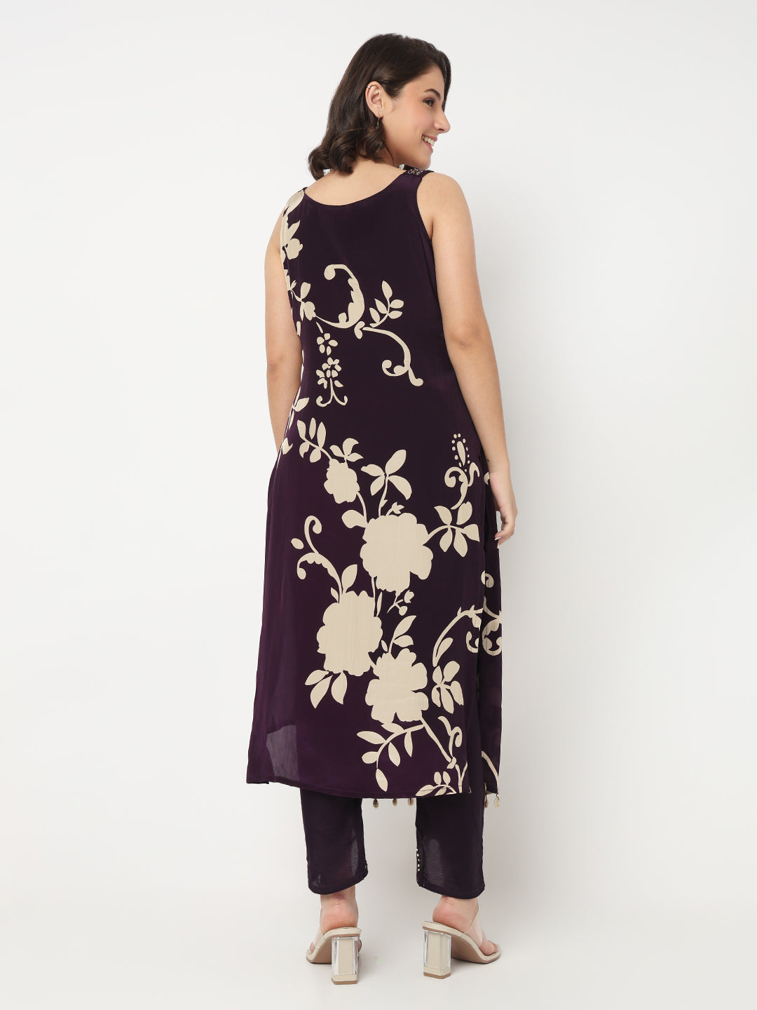 V-Neck Printed Straight Kurta and Pant with Dupatta Set