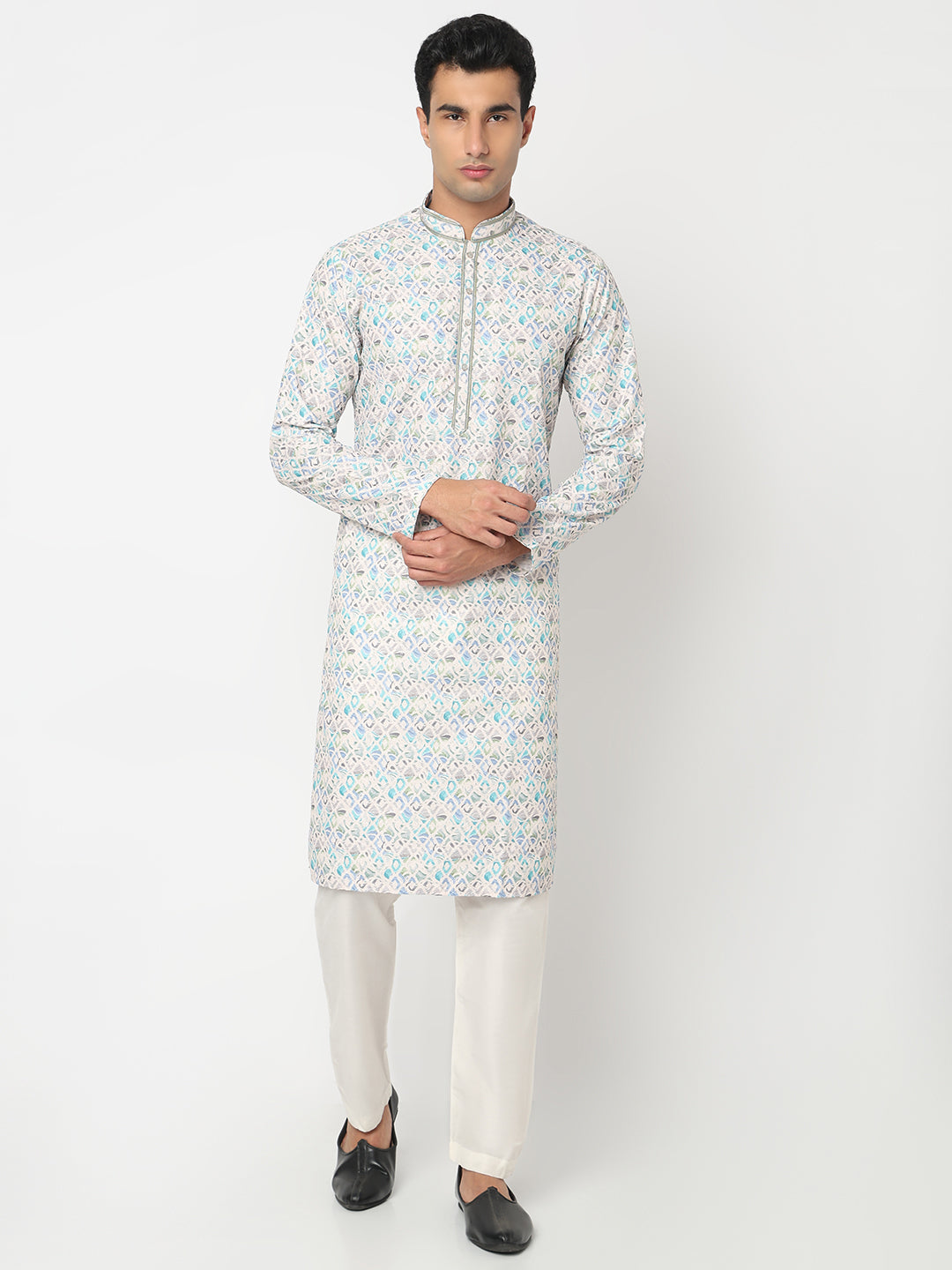 Digital Schiffli Straight Kurta and Pant Set