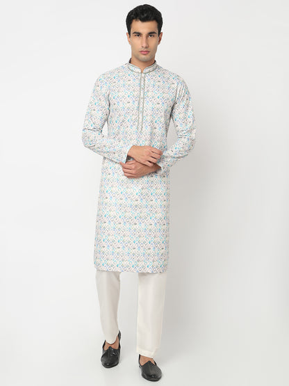 Digital Schiffli Straight Kurta and Pant Set