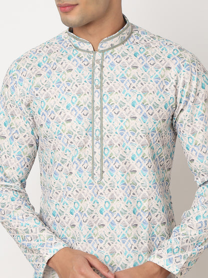 Digital Schiffli Straight Kurta and Pant Set
