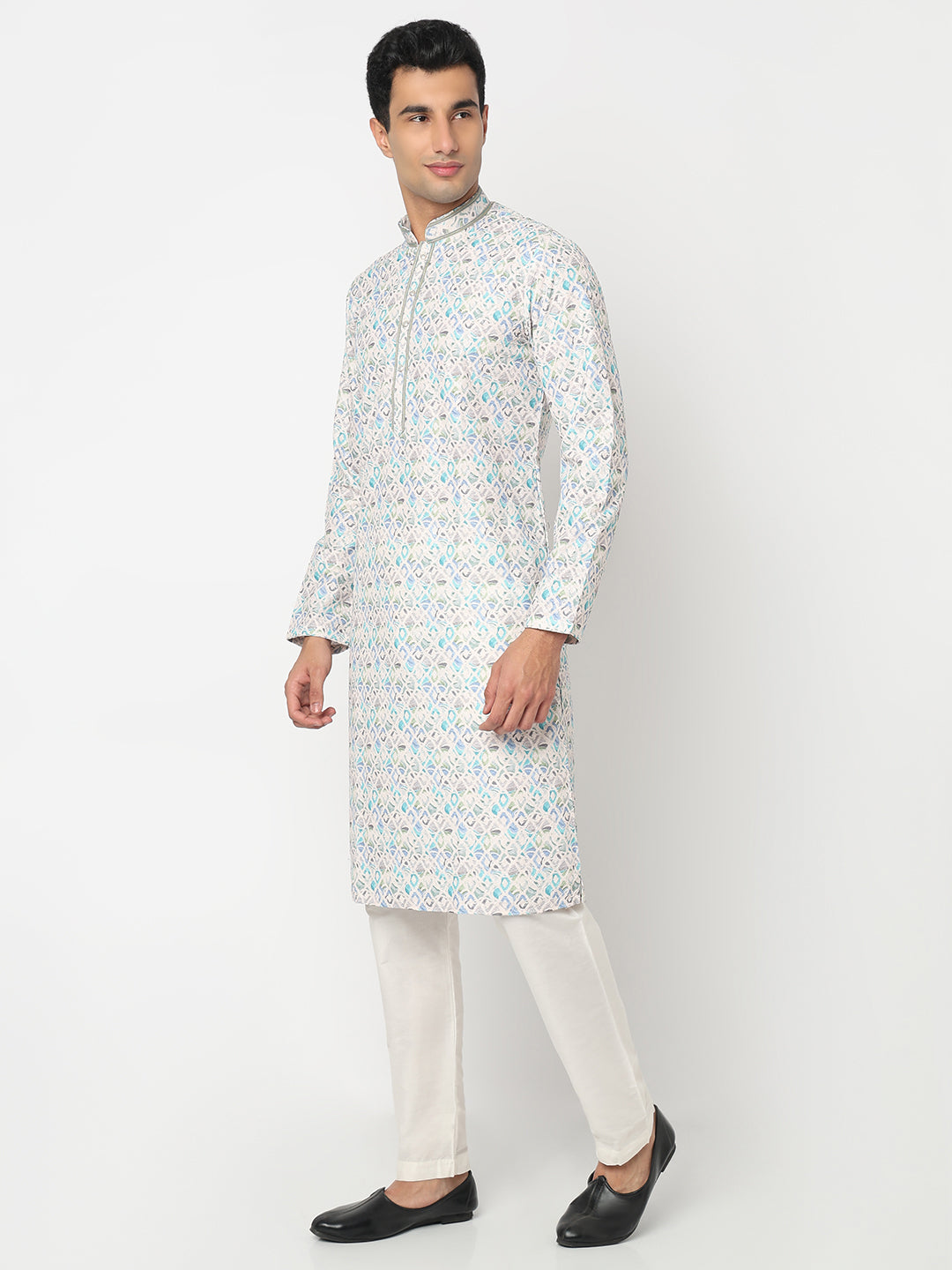 Digital Schiffli Straight Kurta and Pant Set