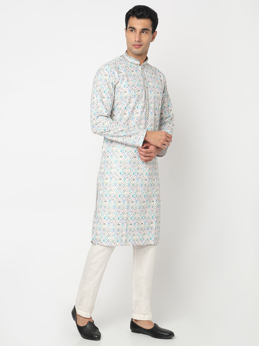 Digital Schiffli Straight Kurta and Pant Set