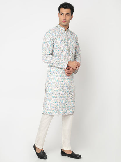 Digital Schiffli Straight Kurta and Pant Set