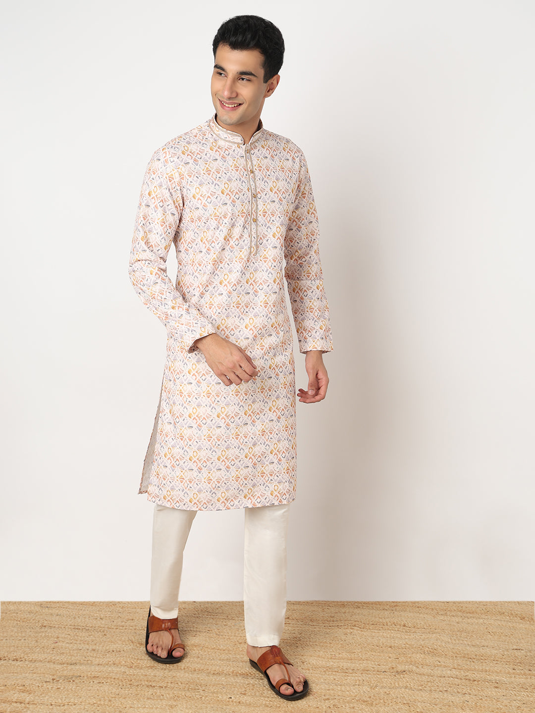 Digital Schiffli Straight Kurta and Pant Set