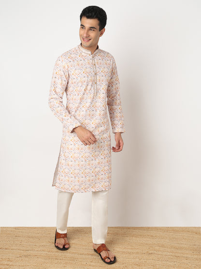 Digital Schiffli Straight Kurta and Pant Set