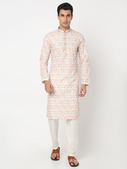 Digital Schiffli Straight Kurta and Pant Set