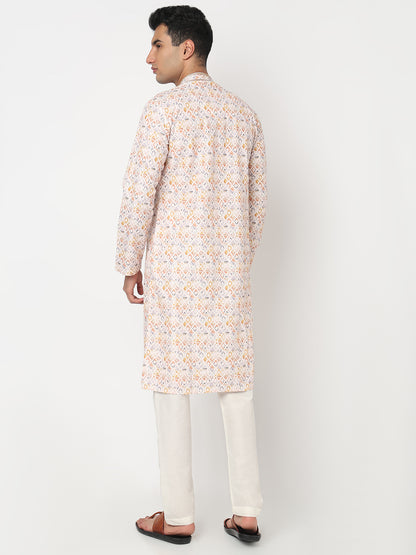 Digital Schiffli Straight Kurta and Pant Set