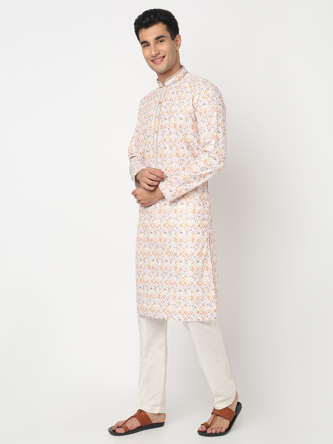 Digital Schiffli Straight Kurta and Pant Set