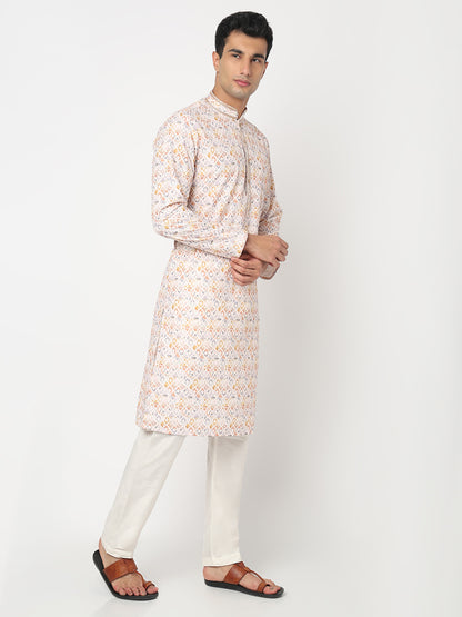 Digital Schiffli Straight Kurta and Pant Set