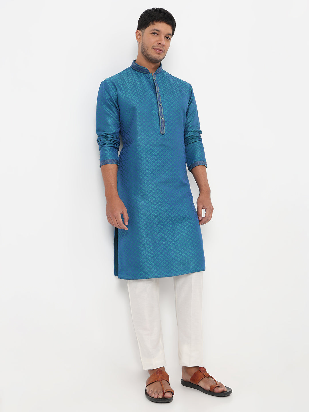 Jacquard Straight Kurta and Pant Set