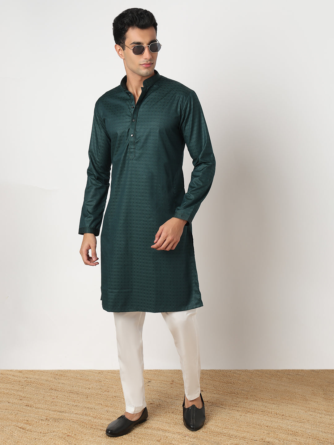 Jacquard Straight Kurta and Pant Set