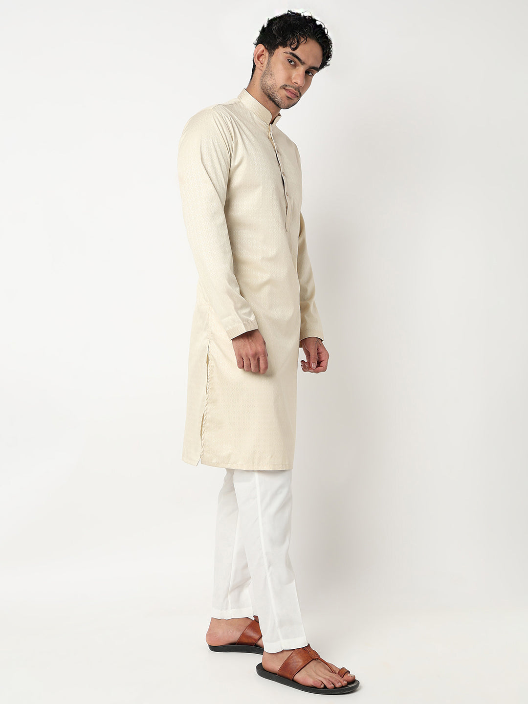 Jacquard Straight Kurta With Pant Set
