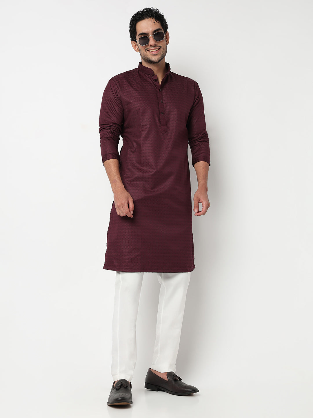 Jacquard Straight Kurta With Pant Set