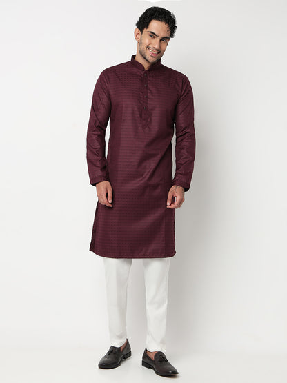 Jacquard Straight Kurta With Pant Set