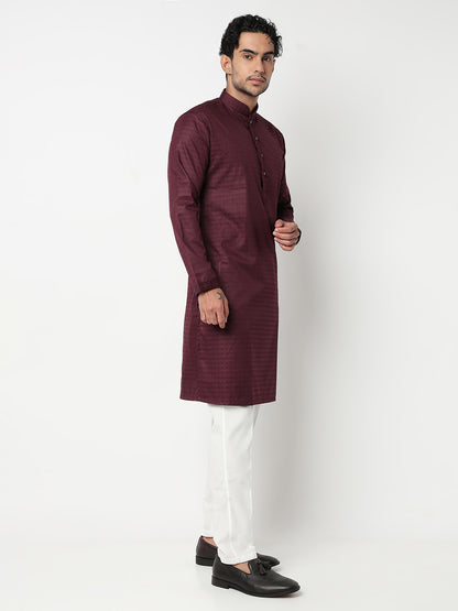 Jacquard Straight Kurta With Pant Set