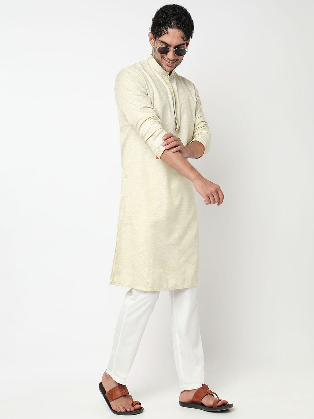 Jacquard Straight Kurta With Pant Set