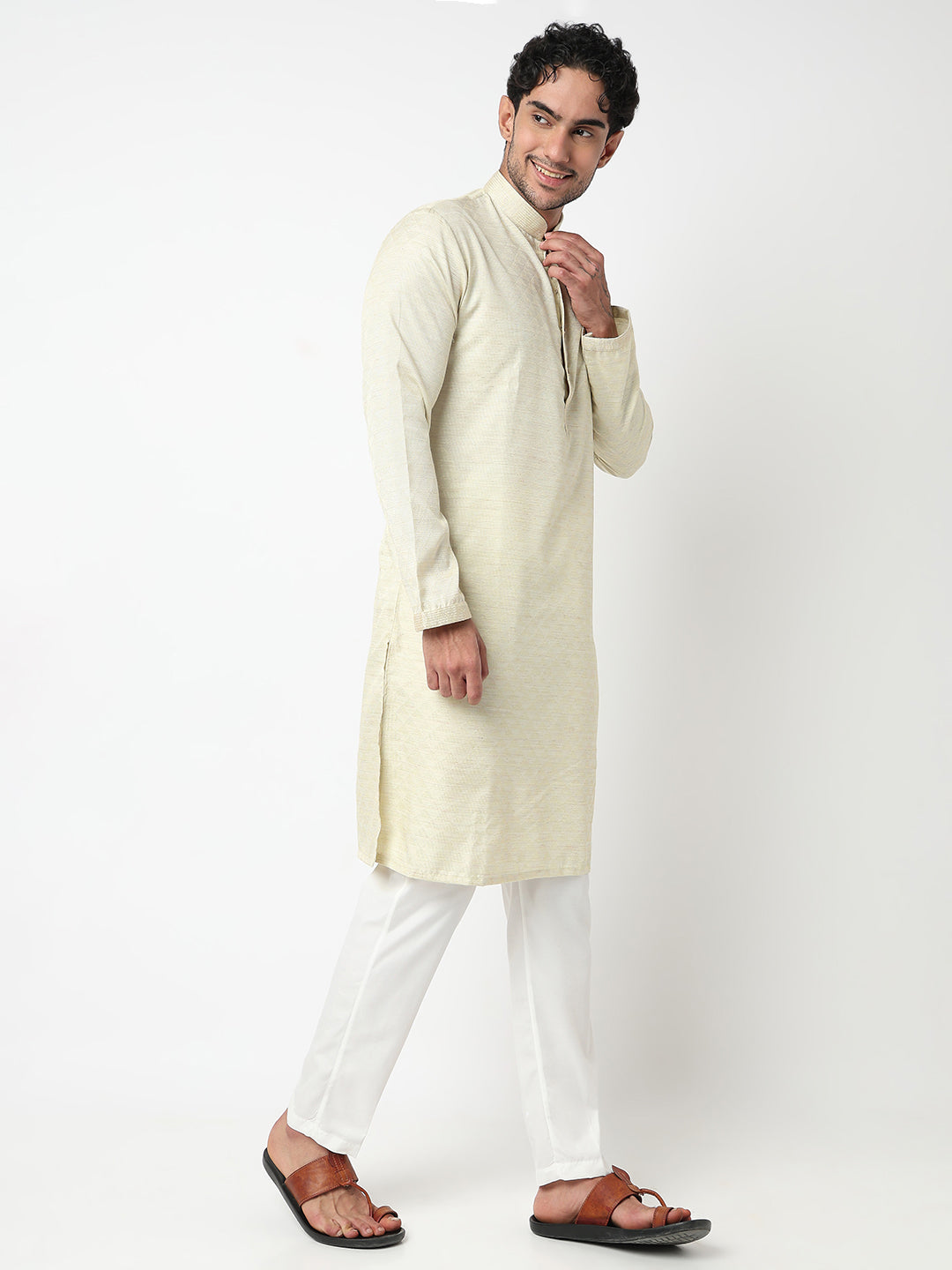 Jacquard Straight Kurta With Pant Set