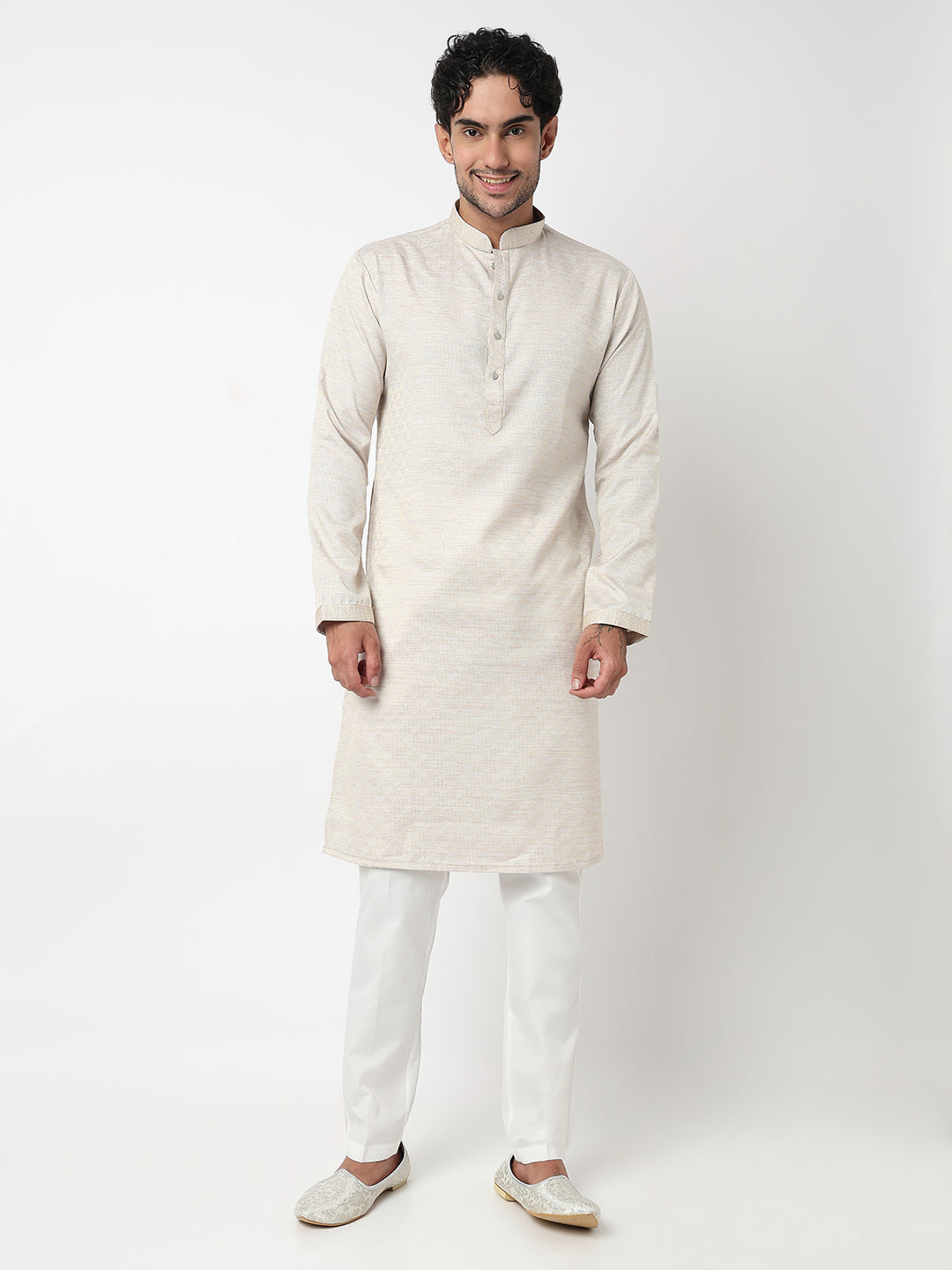 Jacquard Straight Kurta With Pant Set