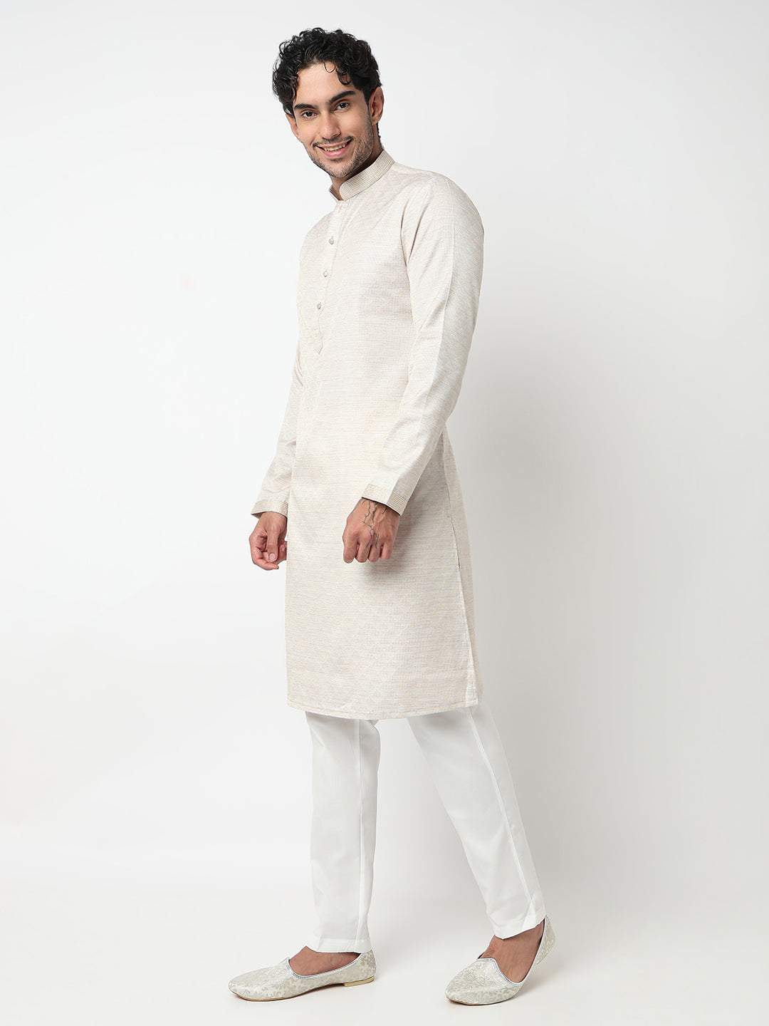 Jacquard Straight Kurta With Pant Set