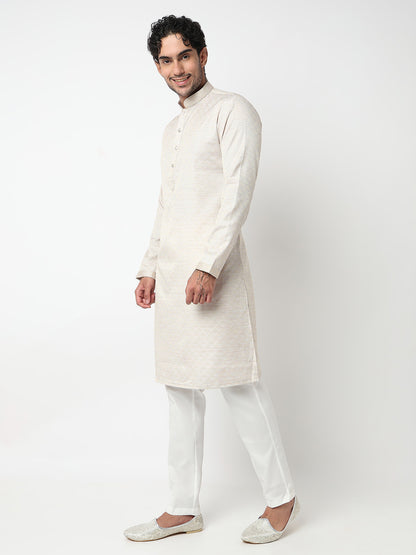 Jacquard Straight Kurta With Pant Set