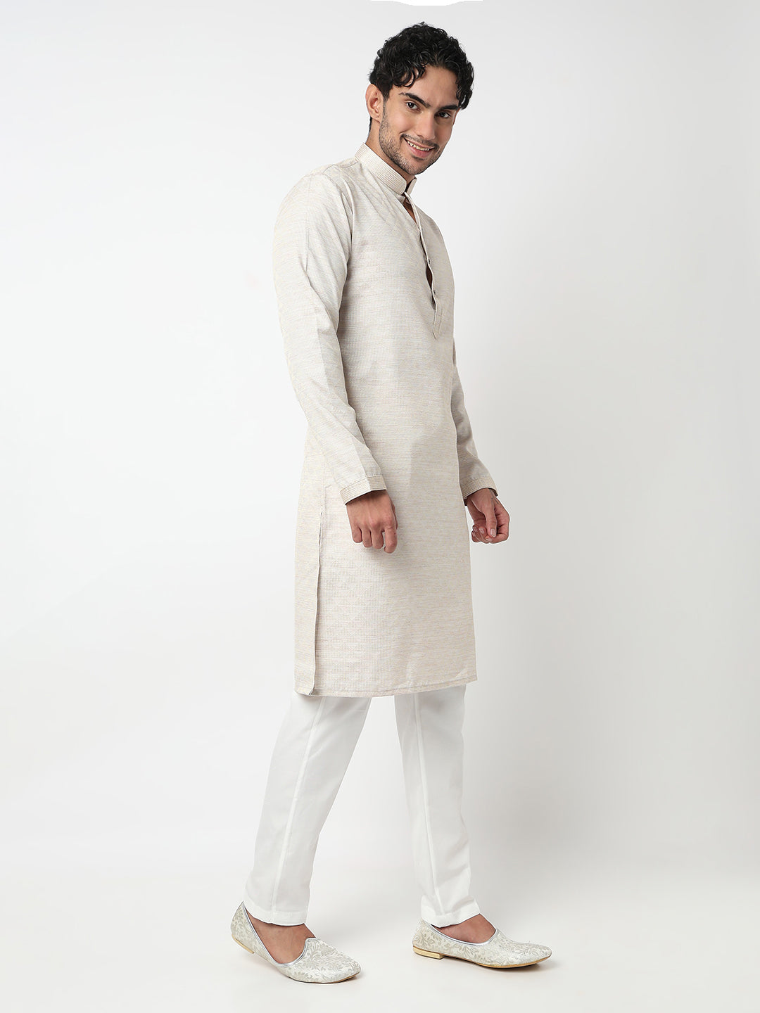 Jacquard Straight Kurta With Pant Set
