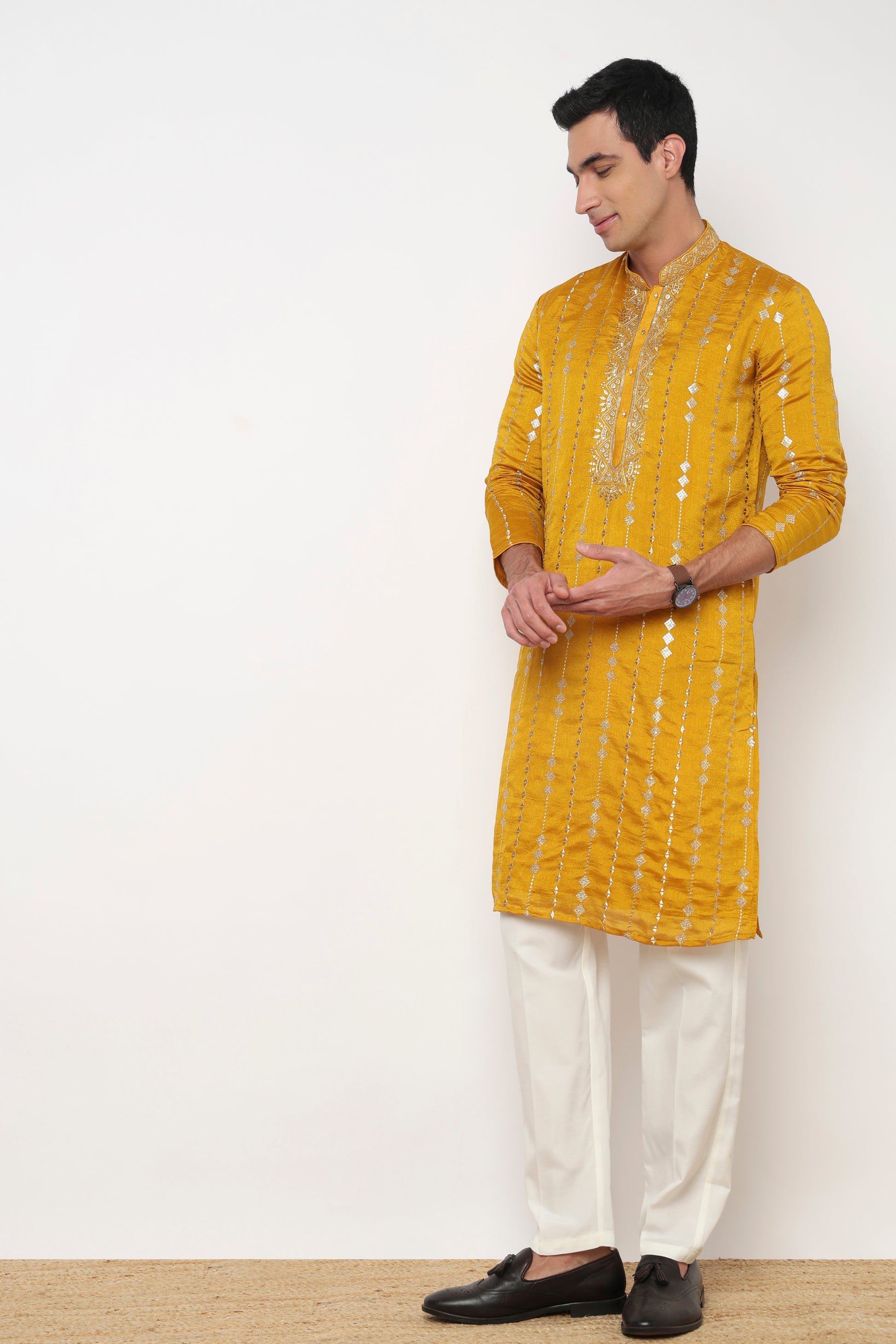 Embroidered Straight Kurta and Pant Set