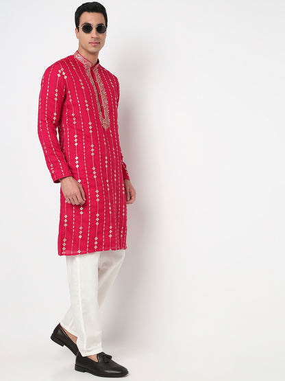 Embroidered Straight Kurta and Pant Set