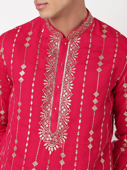 Embroidered Straight Kurta and Pant Set