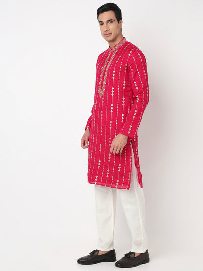 Embroidered Straight Kurta and Pant Set