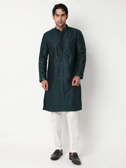 Embroidered Straight Kurta With Pant Set
