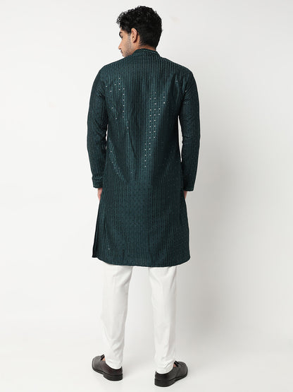 Embroidered Straight Kurta With Pant Set