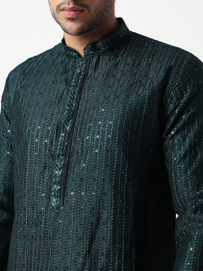 Embroidered Straight Kurta With Pant Set