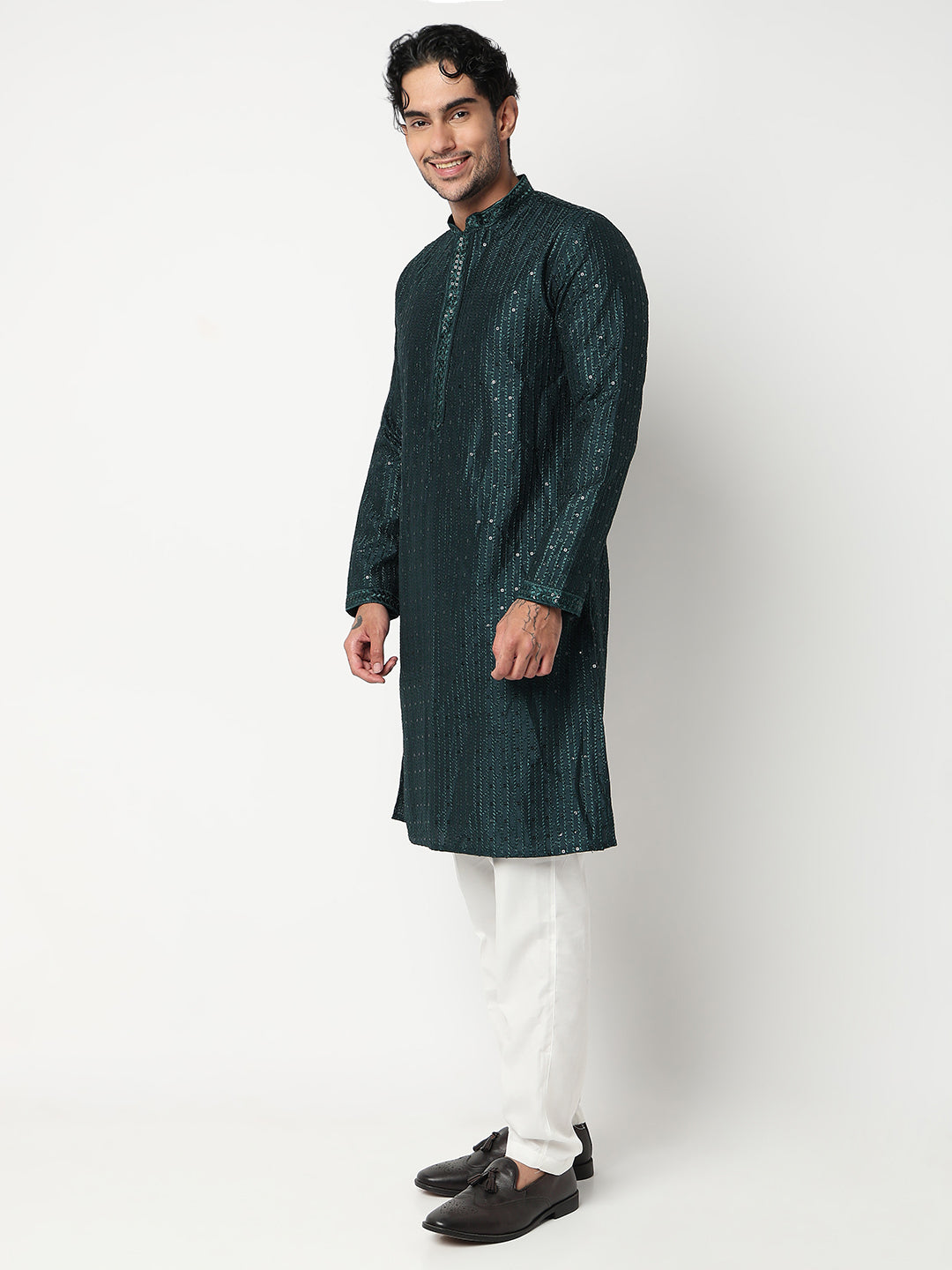Embroidered Straight Kurta With Pant Set
