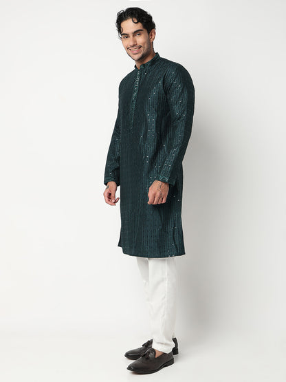 Embroidered Straight Kurta With Pant Set