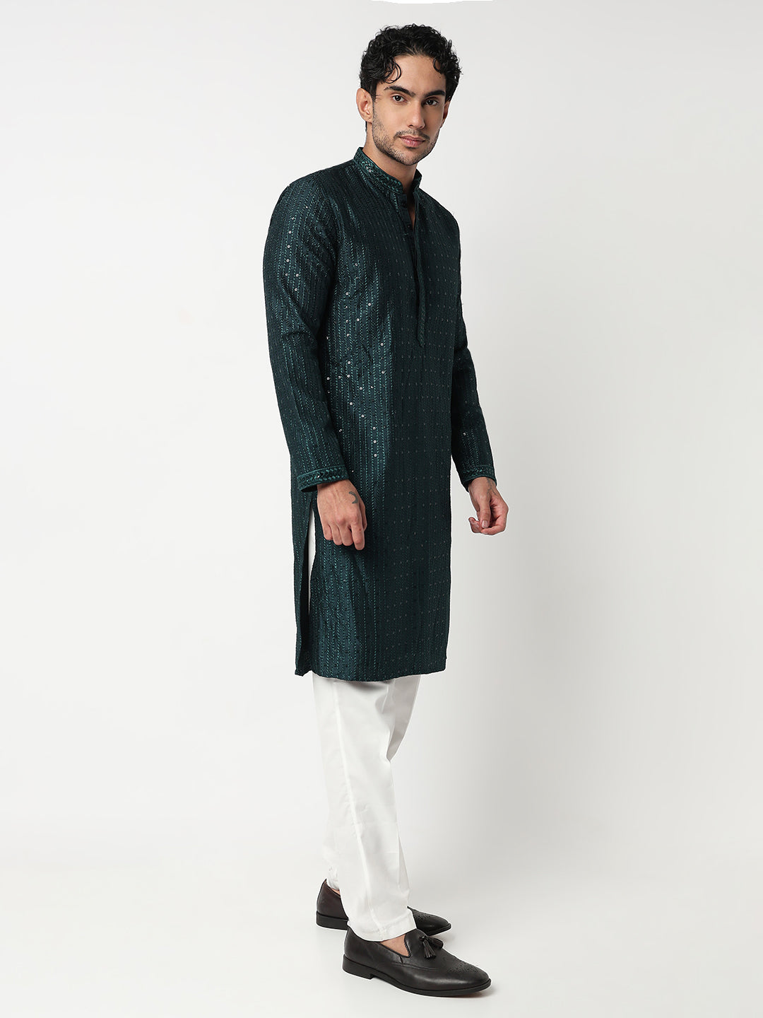 Embroidered Straight Kurta With Pant Set