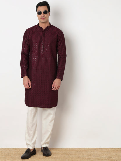 Embroidered Straight Kurta With Pant Set