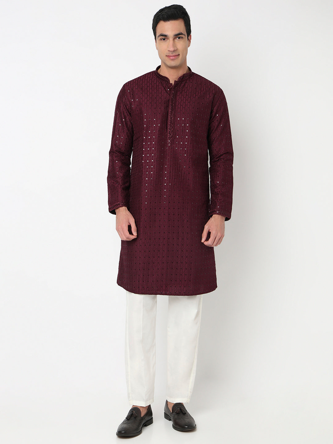 Embroidered Straight Kurta With Pant Set