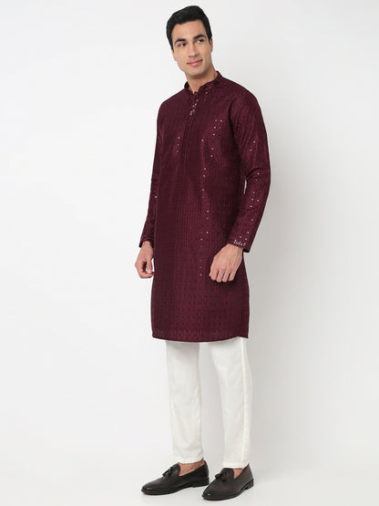 Embroidered Straight Kurta With Pant Set