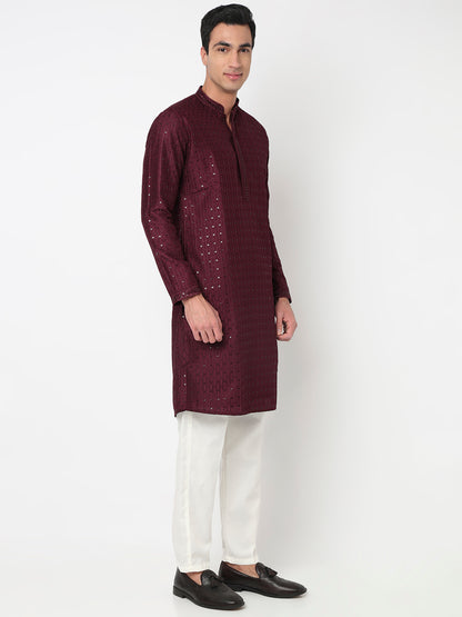 Embroidered Straight Kurta With Pant Set